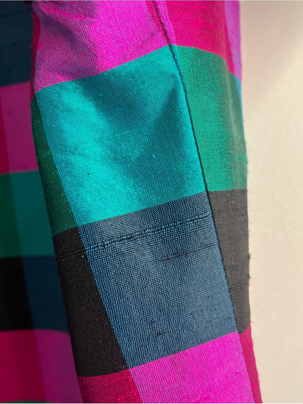 Thomson 100% Silk Jewel Toned Plaid Jacket Size XL 80s Colorblock Grandmillenial - Picture 10 of 16